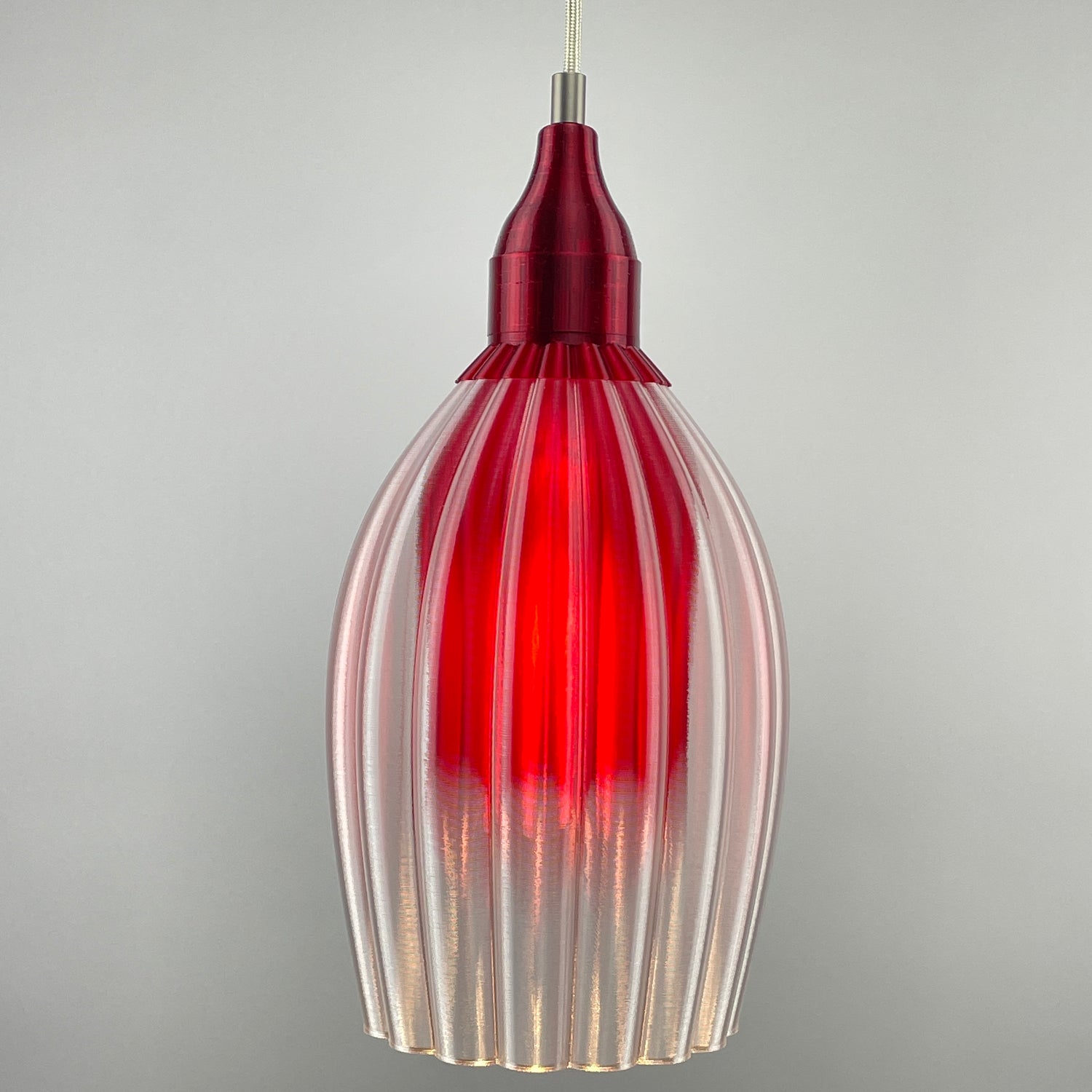 Art Deco Tulp pendant – burgundy colored clear transparent 