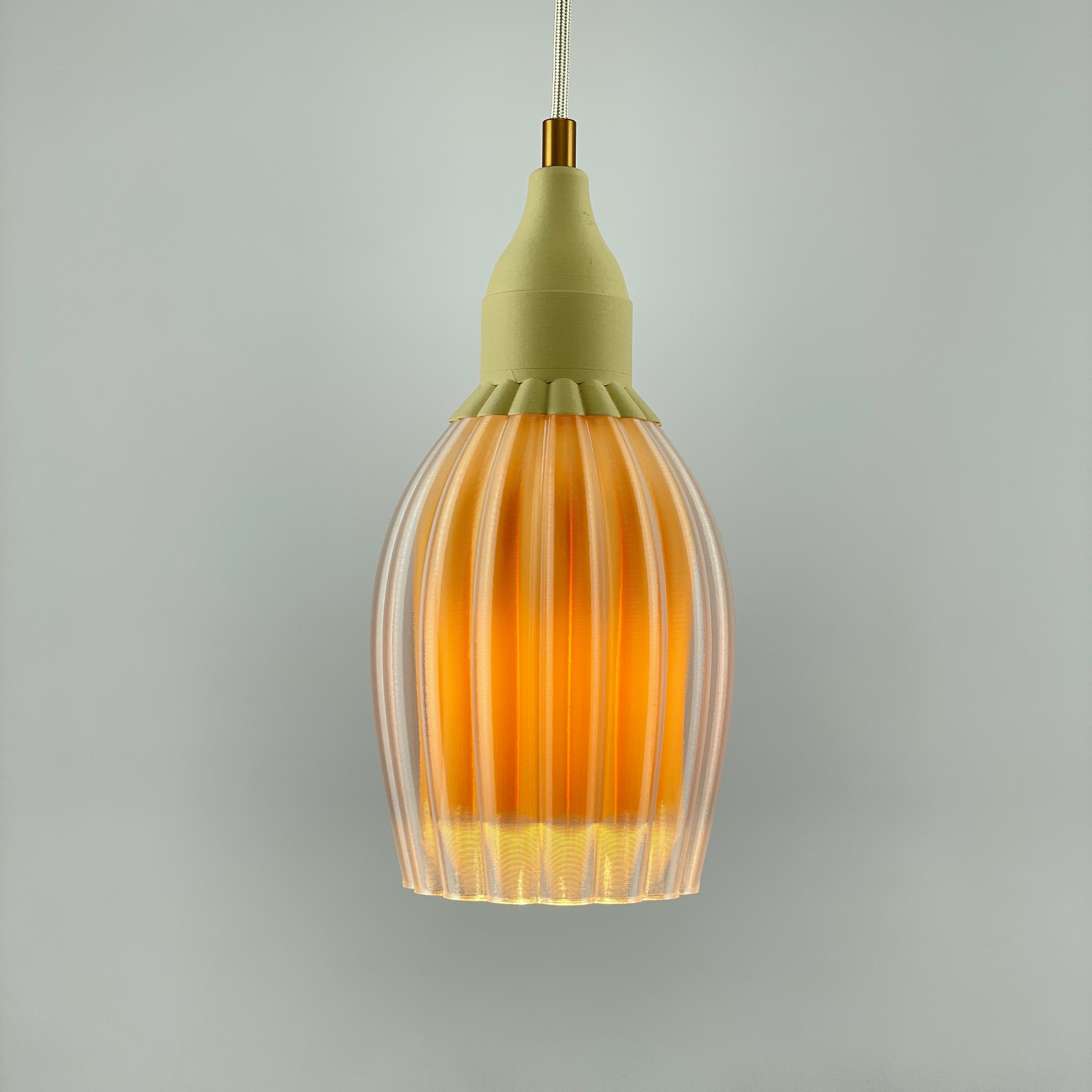 Art Deco Tulp pendant – ceramic beige colored clear transparent 