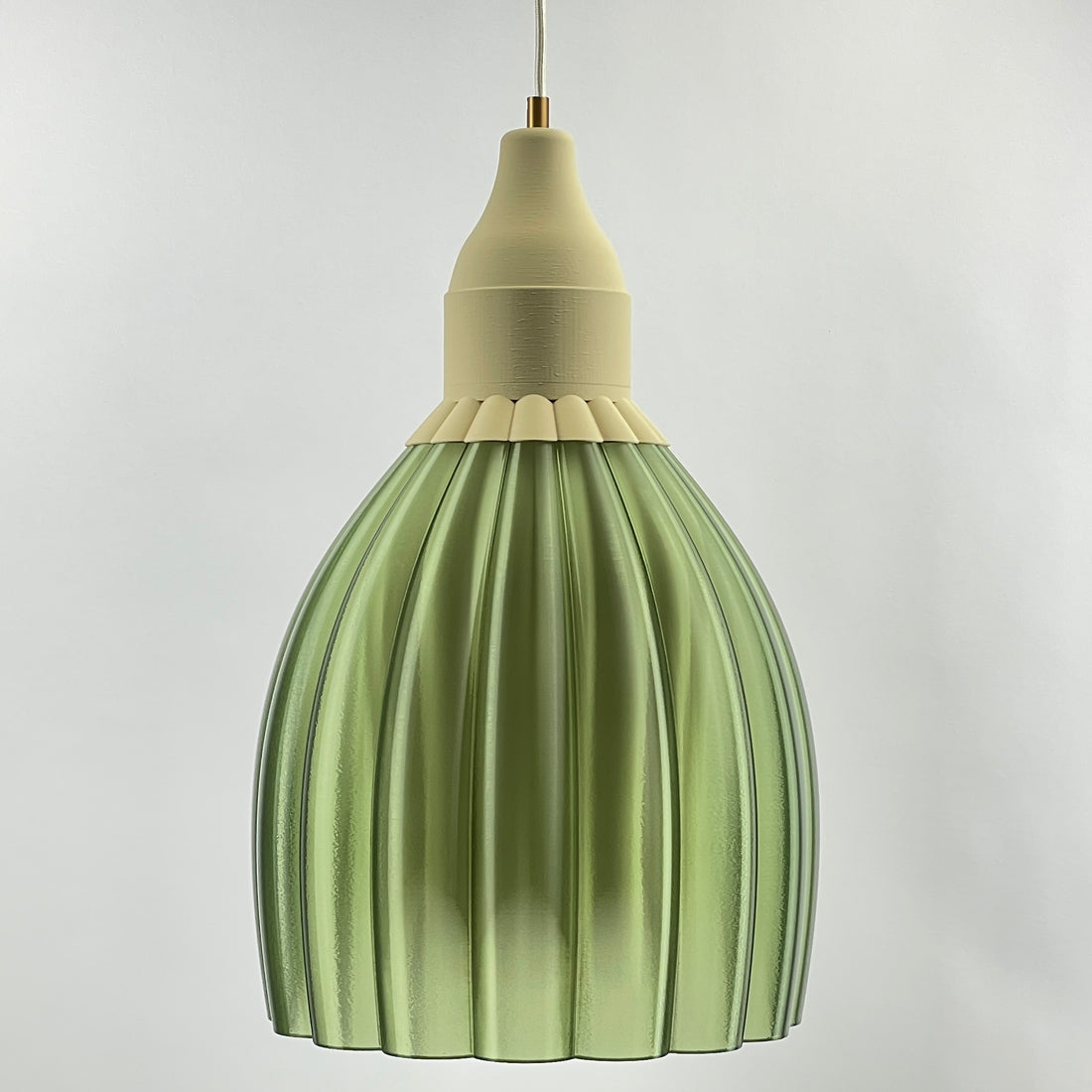 Art Deco  XXL Tulp pendant – green colored transparent 