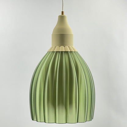 Art Deco  XXL Tulp pendant – green colored transparent 