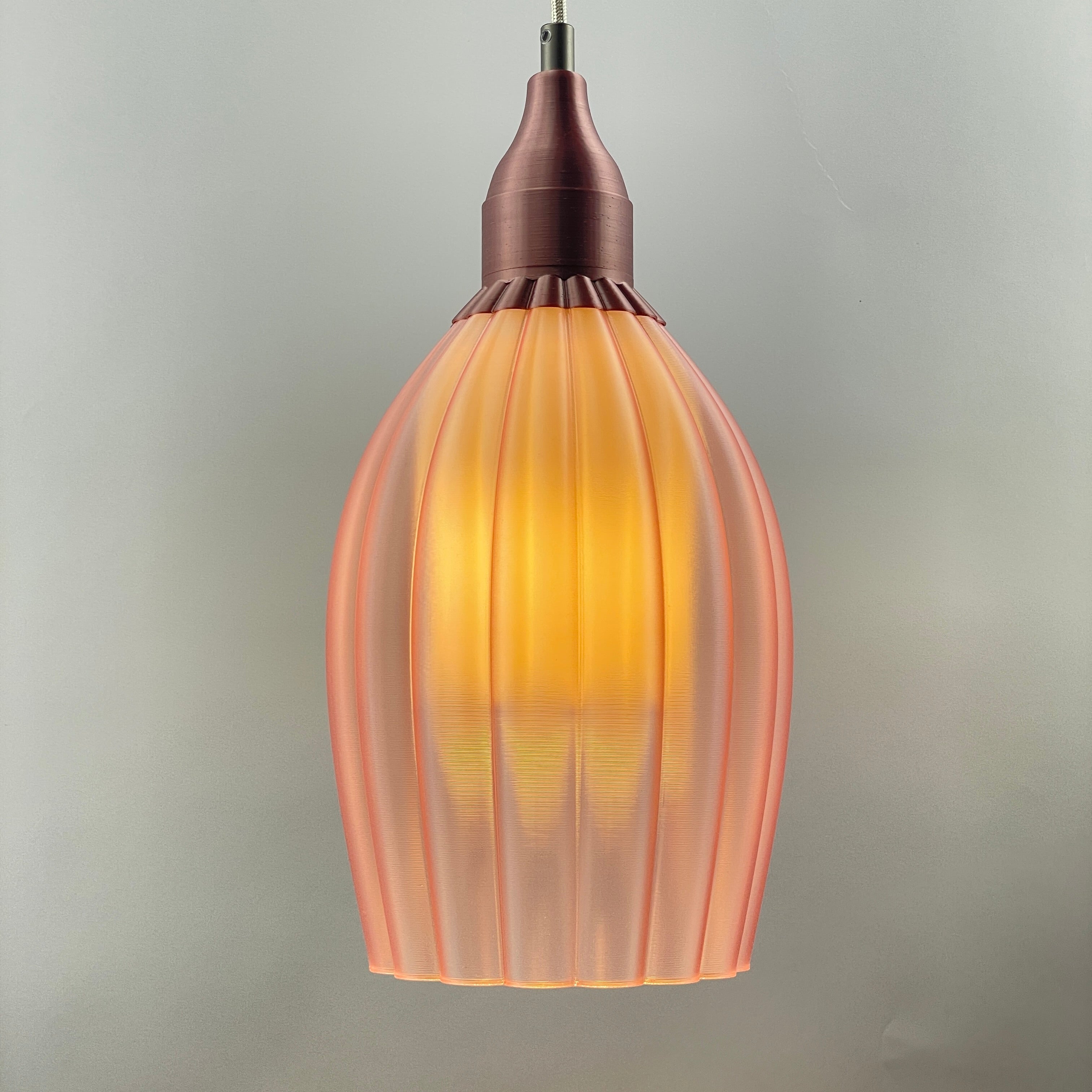 Art Deco Tulp pendant – pink colored transparent 