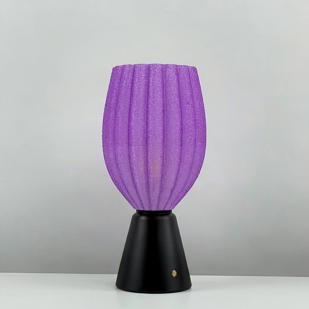 KuvaLight_Rechargeable_Tulp_Light_Purple_Frosted_Black_wood_Base_OFF 