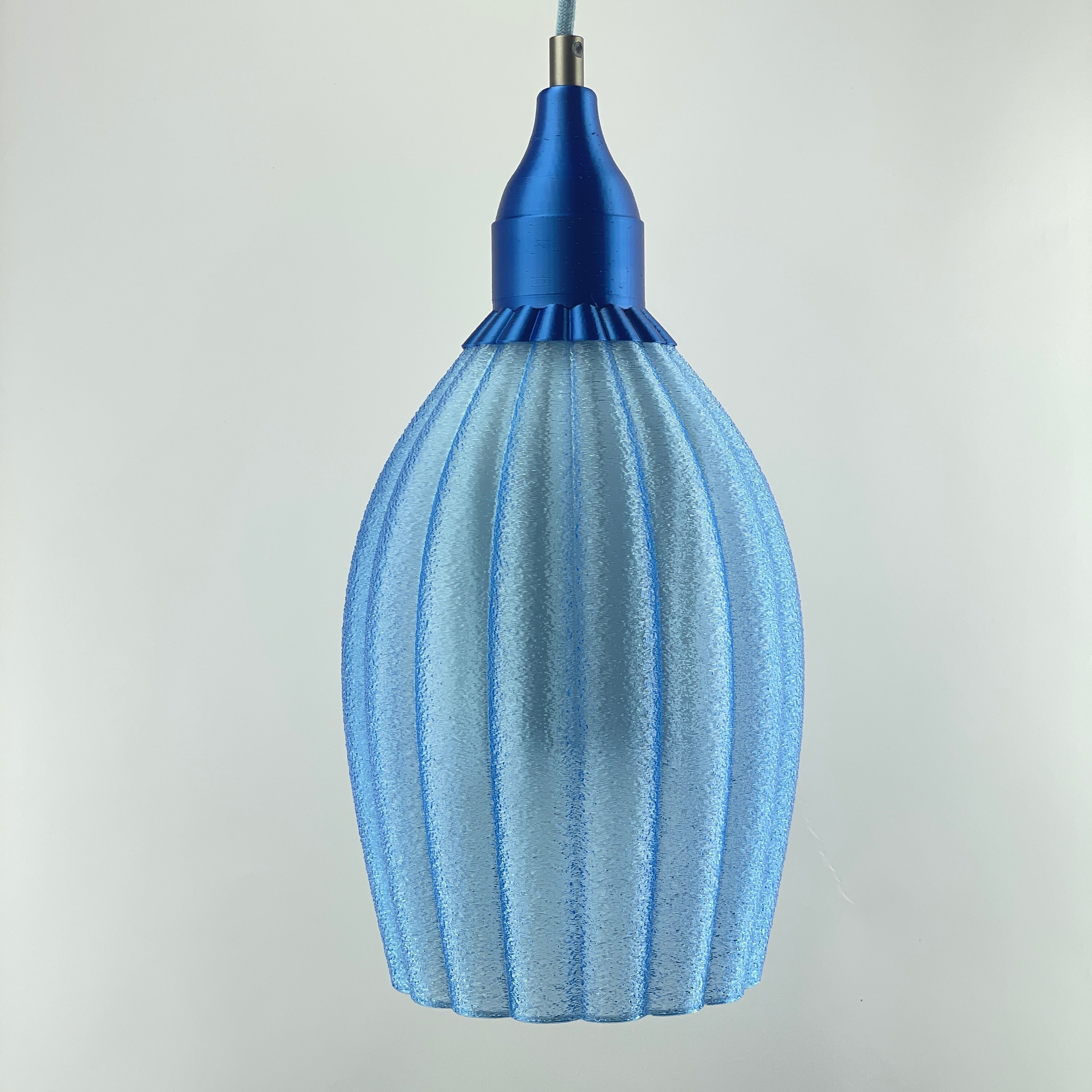 Art Deco Tulp pendant – blue colored transparent 