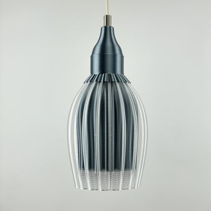 Art Deco Tulp pendant – gray metallic colored clear transparent 