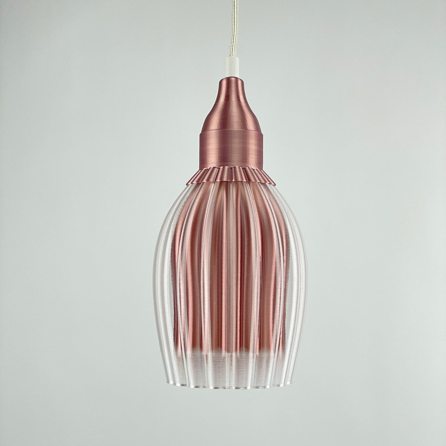 Art Deco Tulp pendant – rose gold metallic colored clear transparent 