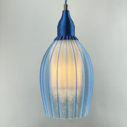Art Deco Tulp pendant – blue colored transparent 