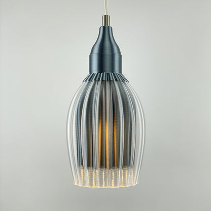 Art Deco Tulp pendant – gray metallic colored clear transparent 