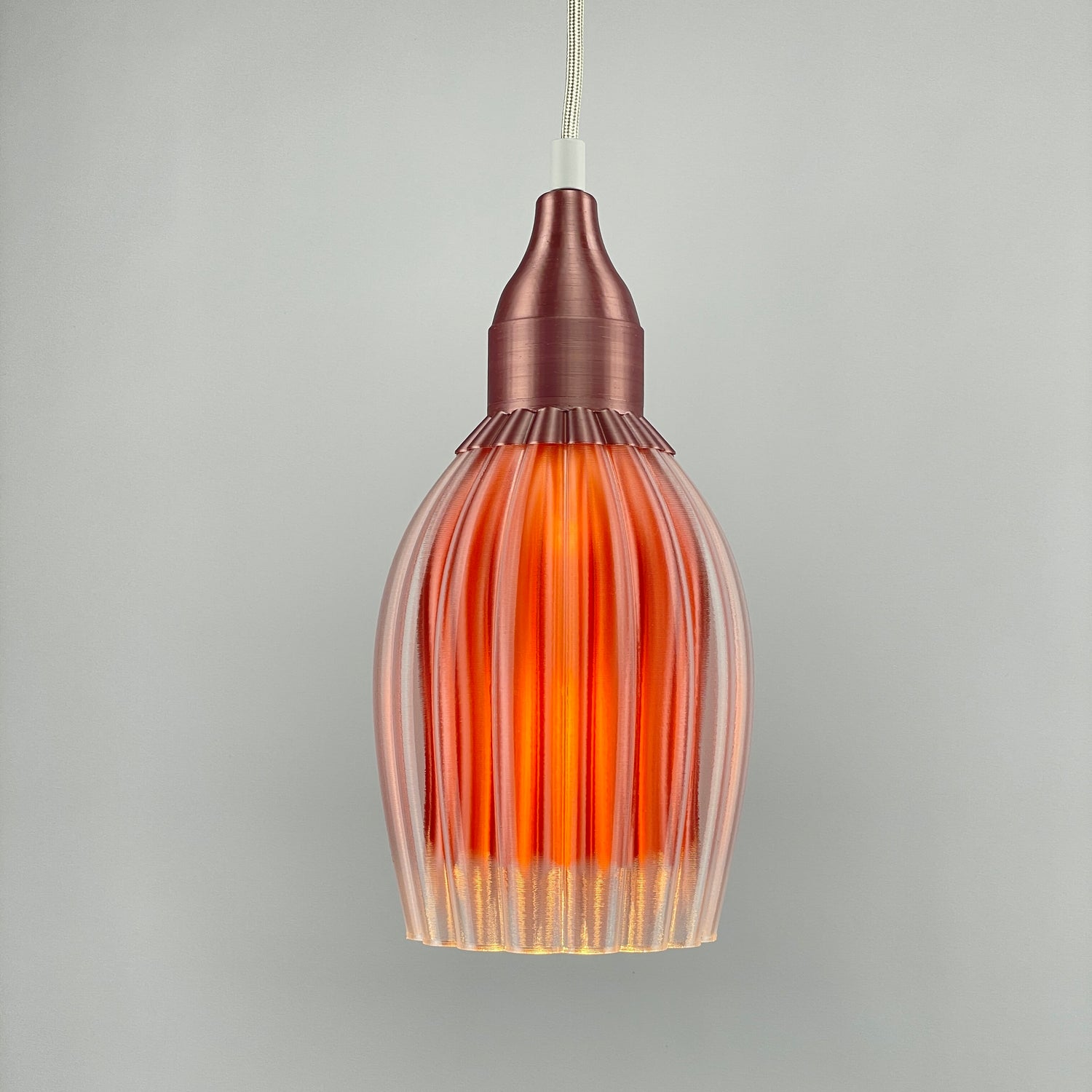 Art Deco Tulp pendant – rose gold metallic colored clear transparent 