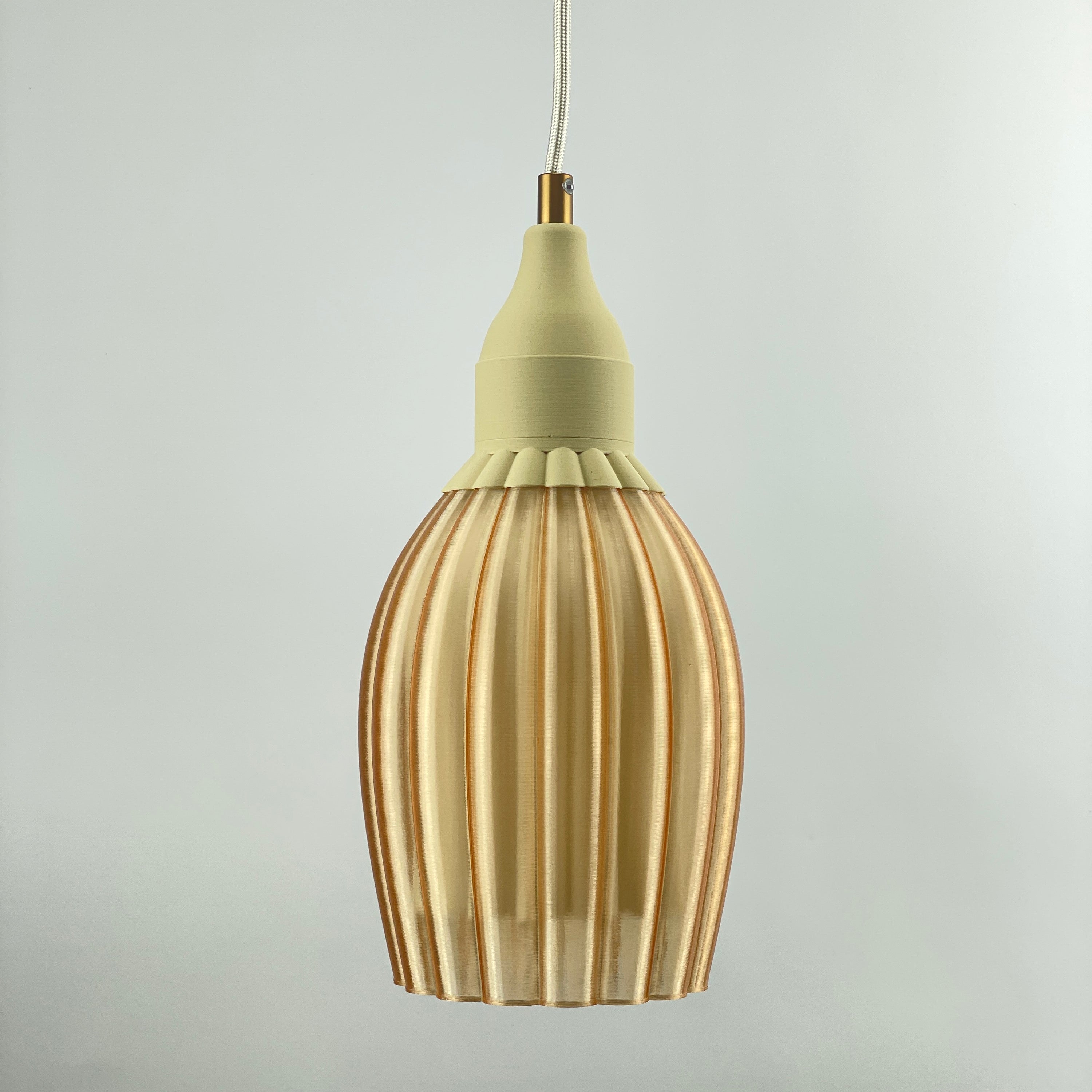Art Deco Tulp pendant – champagne colored transparent 
