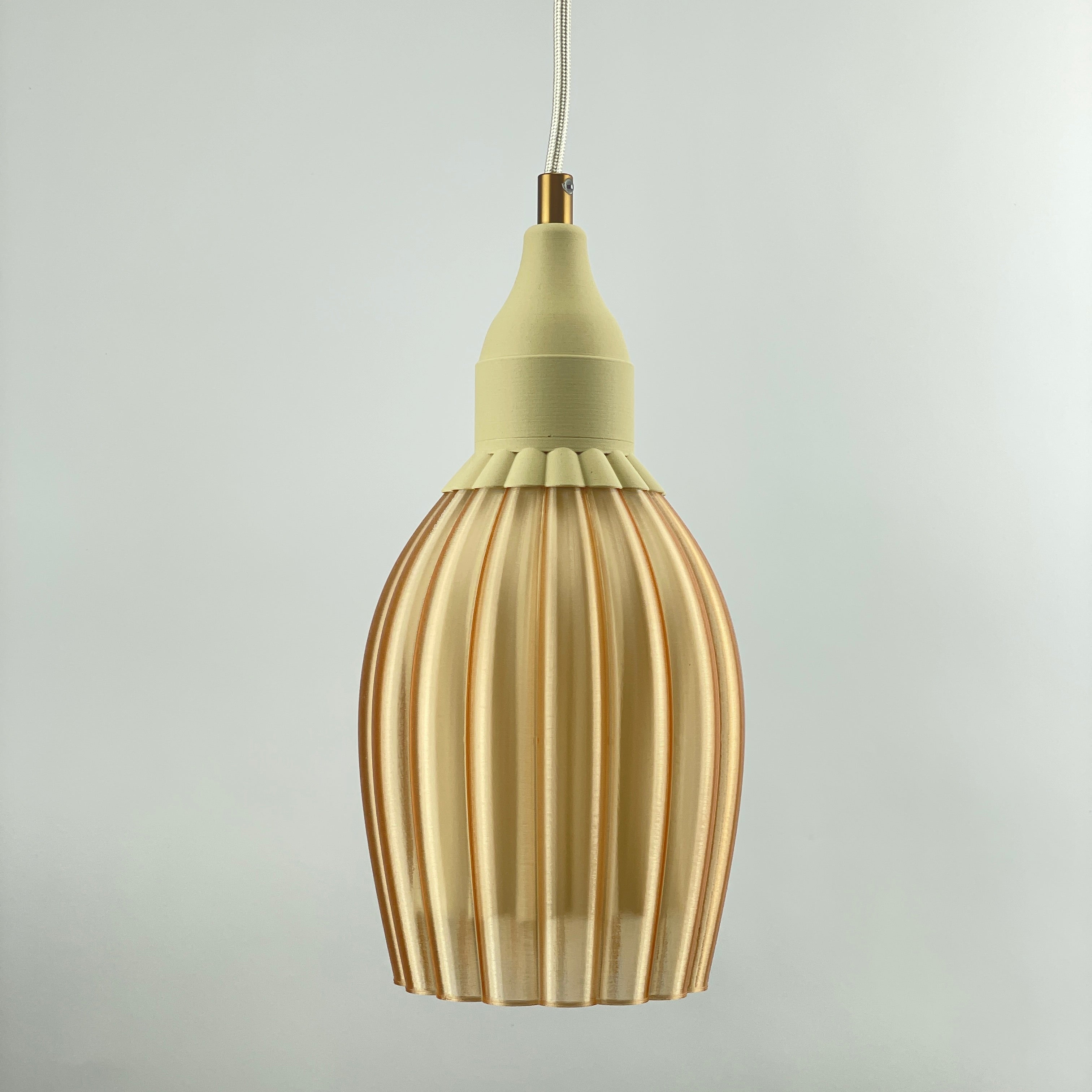 Art Deco Tulp pendant – champagne colored transparent 
