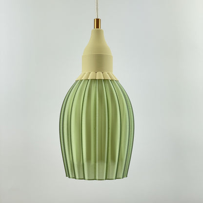 Art Deco Tulp pendant – green colored transparent 