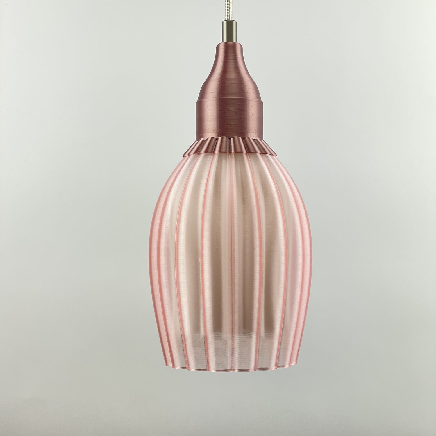 Art Deco Tulp pendant – pink colored transparent 