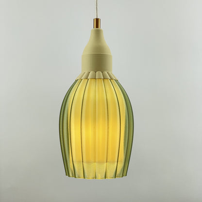 Art Deco Tulp pendant – green colored transparent 