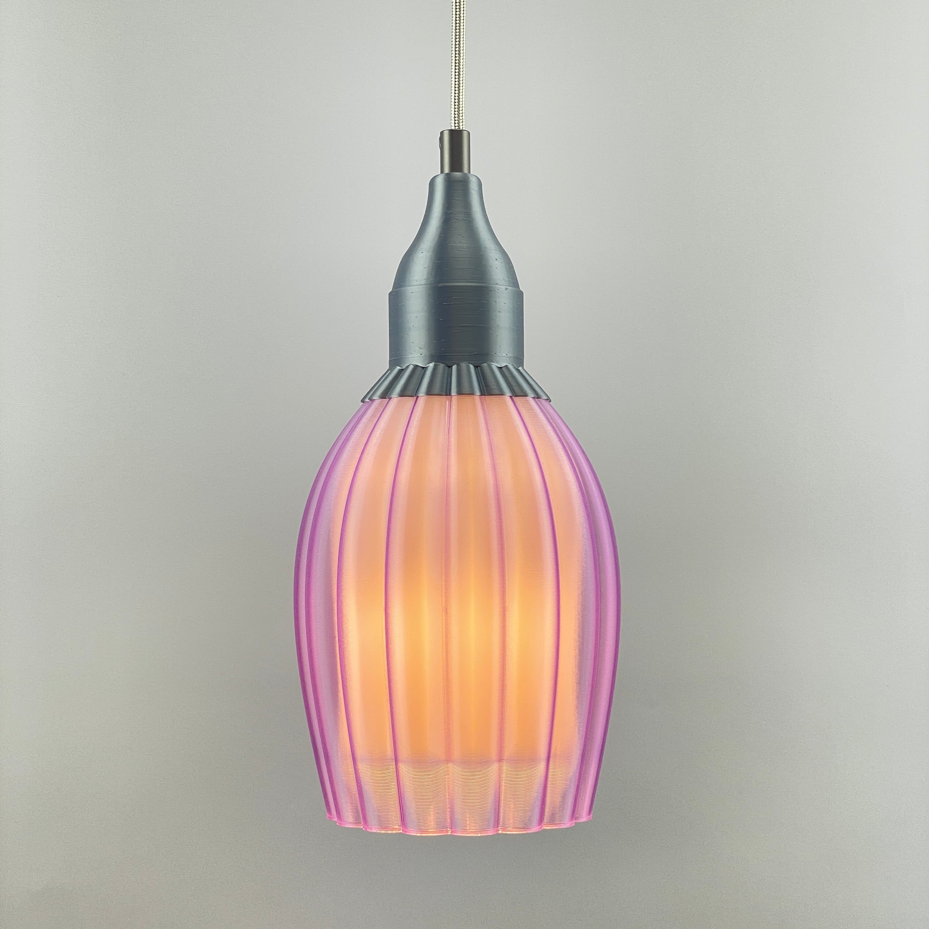 Art Deco Tulp pendant – purple colored transparent 