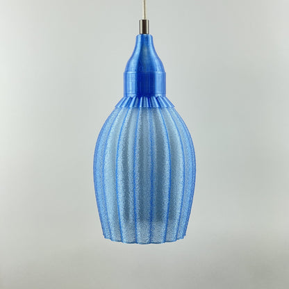 Art Deco Tulp pendant – blue colored transparent 