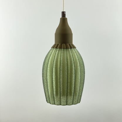 Art Deco Tulp pendant – green colored transparent 