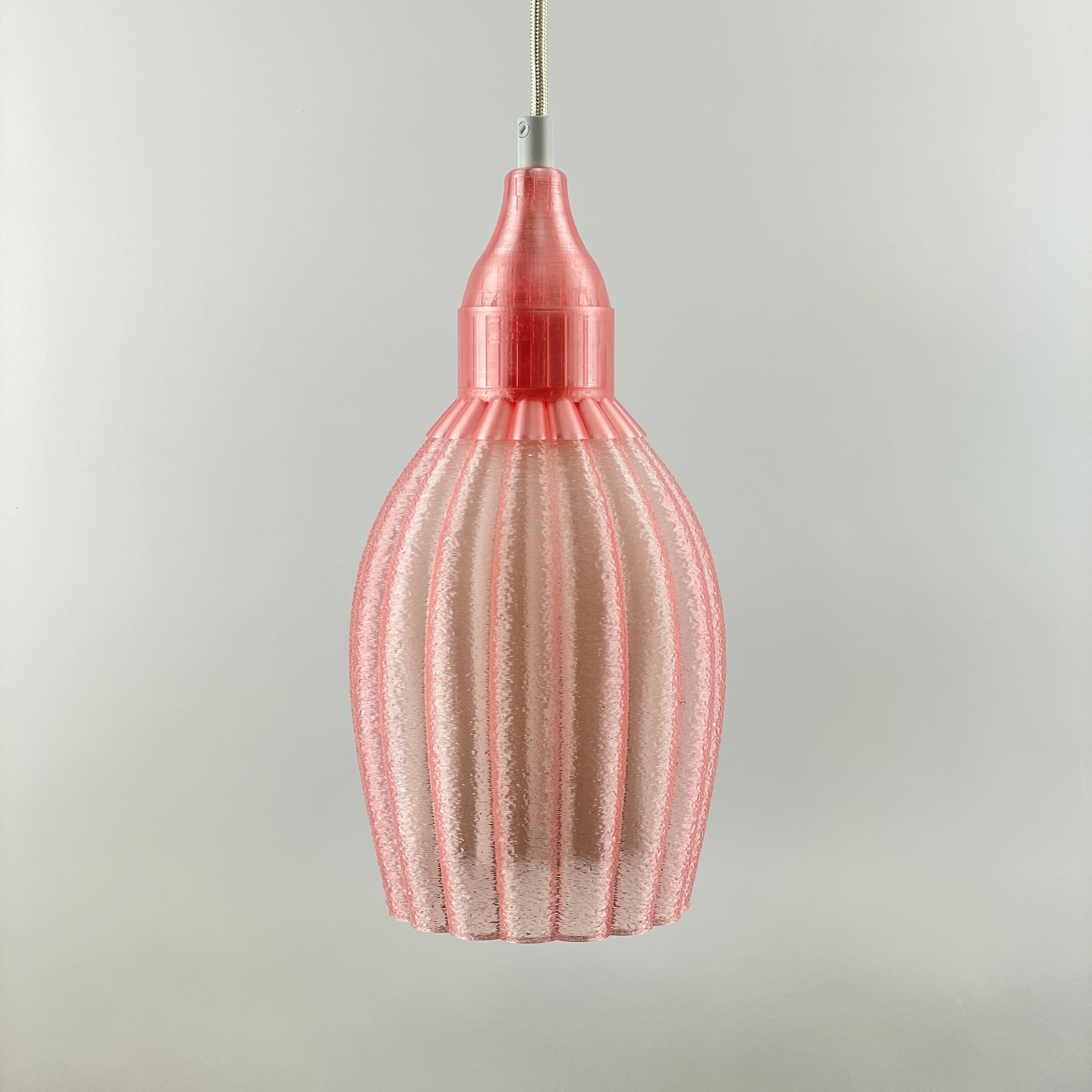 Art Deco Tulp pendant – pink colored transparent 