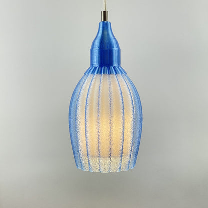 Art Deco Tulp pendant – blue colored transparent 