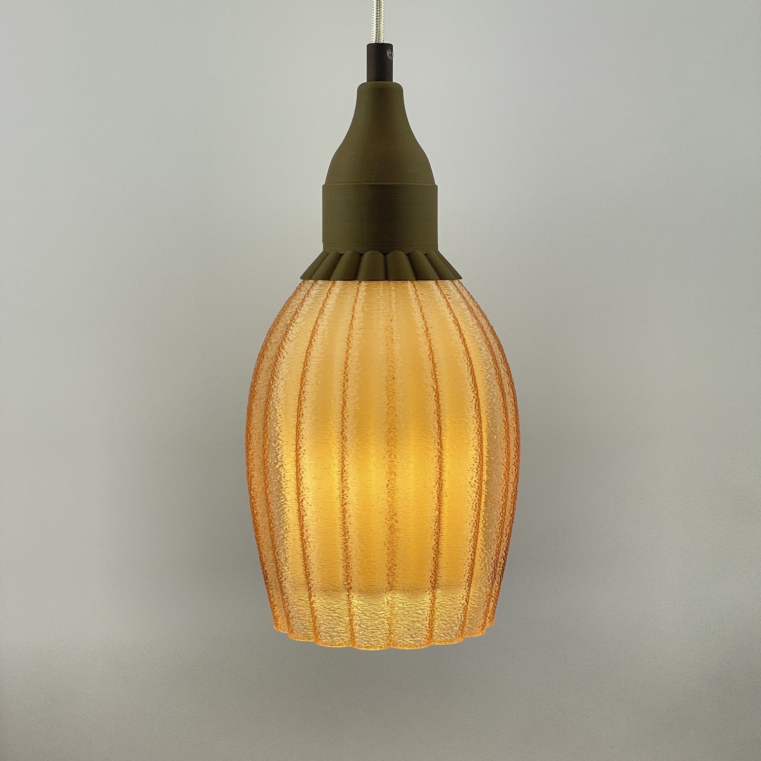 Art Deco Tulp pendant – champagne colored transparent 