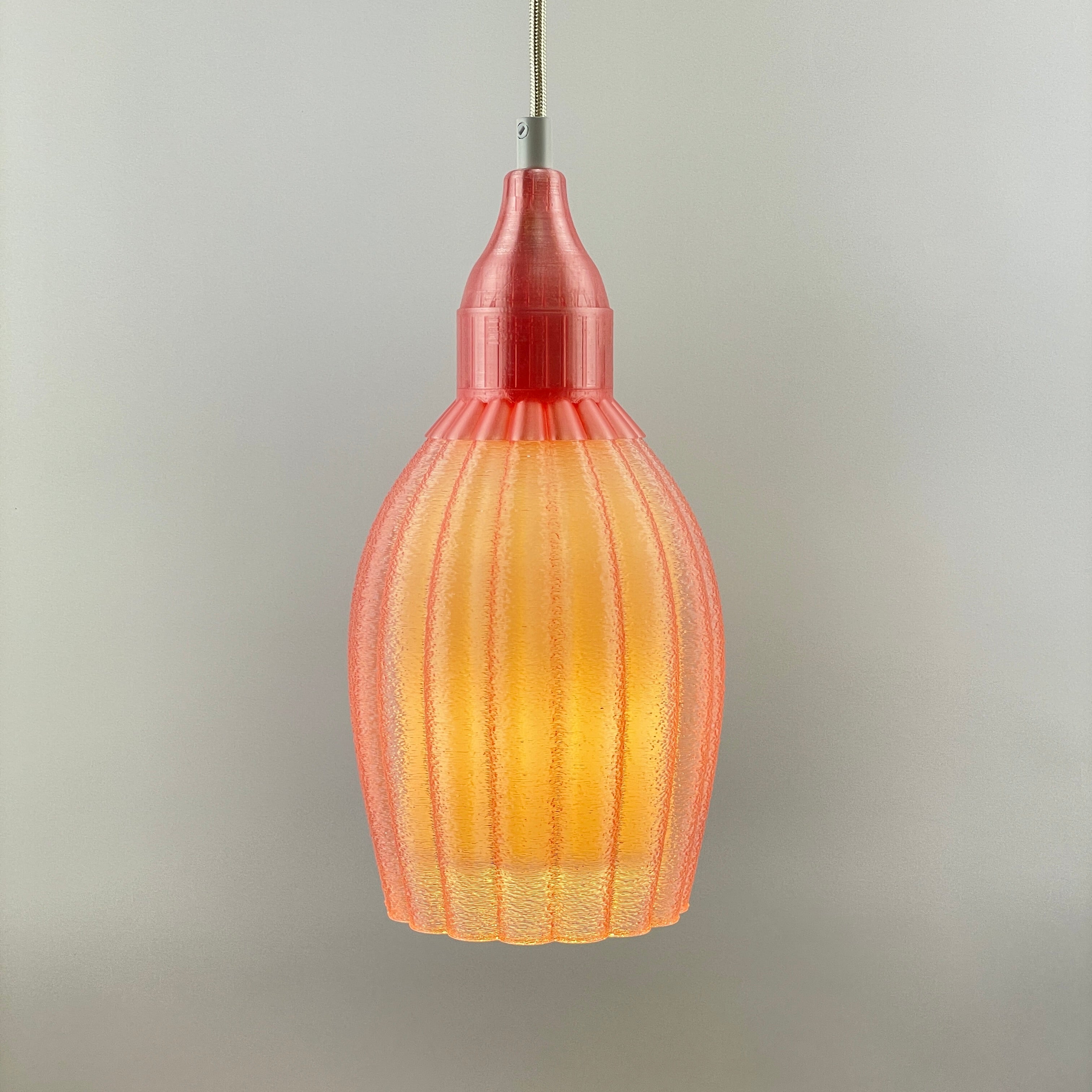 Art Deco Tulp pendant – pink colored transparent 