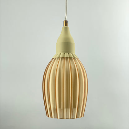 KuvaLight Art Deco Tulp Pendant Light Champagne-Transparent with white inner Diffuser and Ceramic Brown Cap Combination