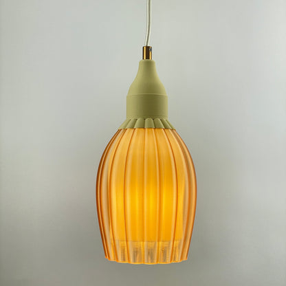 KuvaLight Art Deco Tulp Pendant Light Champagne-Transparent with white inner Diffuser and Ceramic Brown Cap Combination