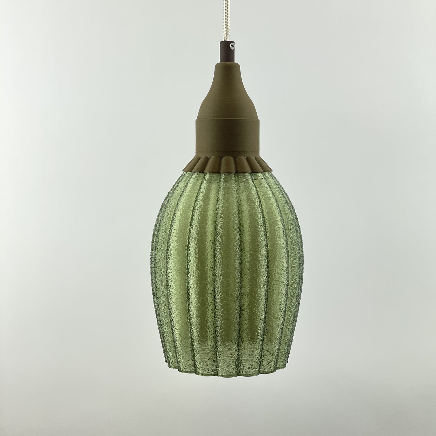 KuvaLight Art Deco Tulp Pendant Light Green-Transparent with Ceramic-Brown Cap Combination