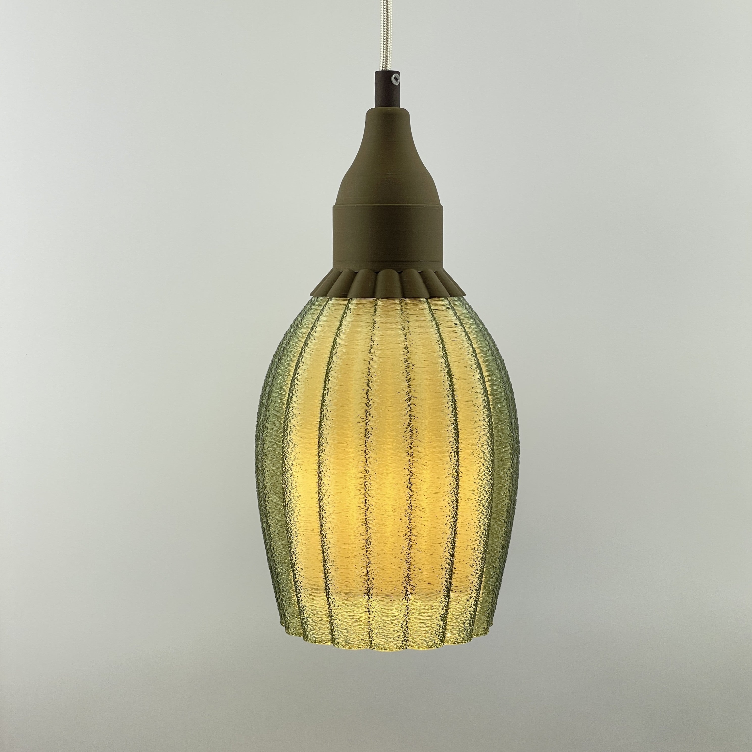 KuvaLight Art Deco Tulp Pendant Light Green-Transparent with Ceramic-Brown Cap Combination
