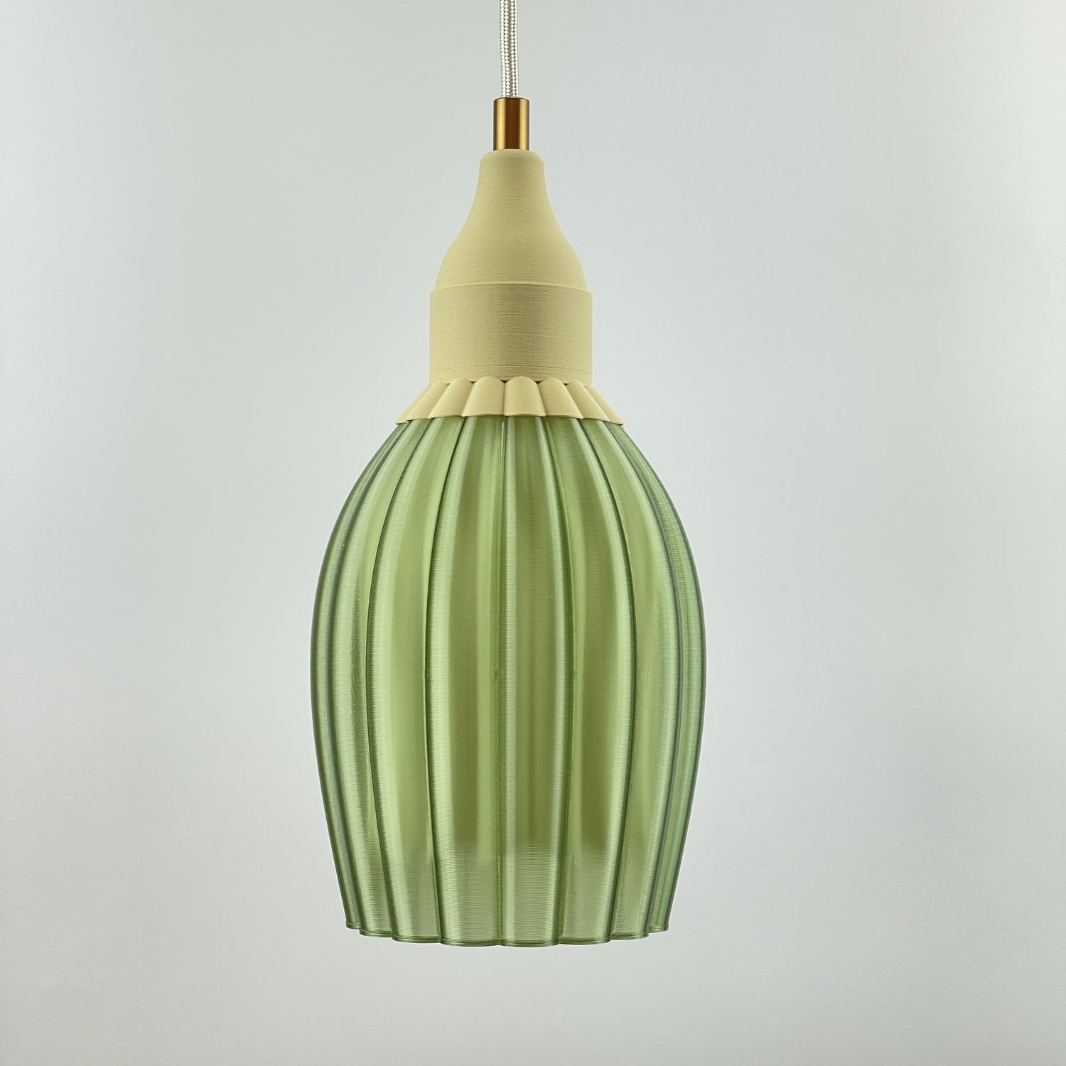 KuvaLight Art Deco Tulp Pendant Light Frosted Green Transparent with Ceramic-Beige Cap Combination