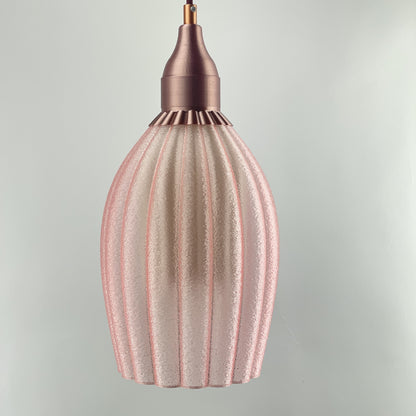 KuvaLight Art Deco Tulp Pendant Light Frosted-Pink-Transparent with Rose-Gold Metallic Cap Combination