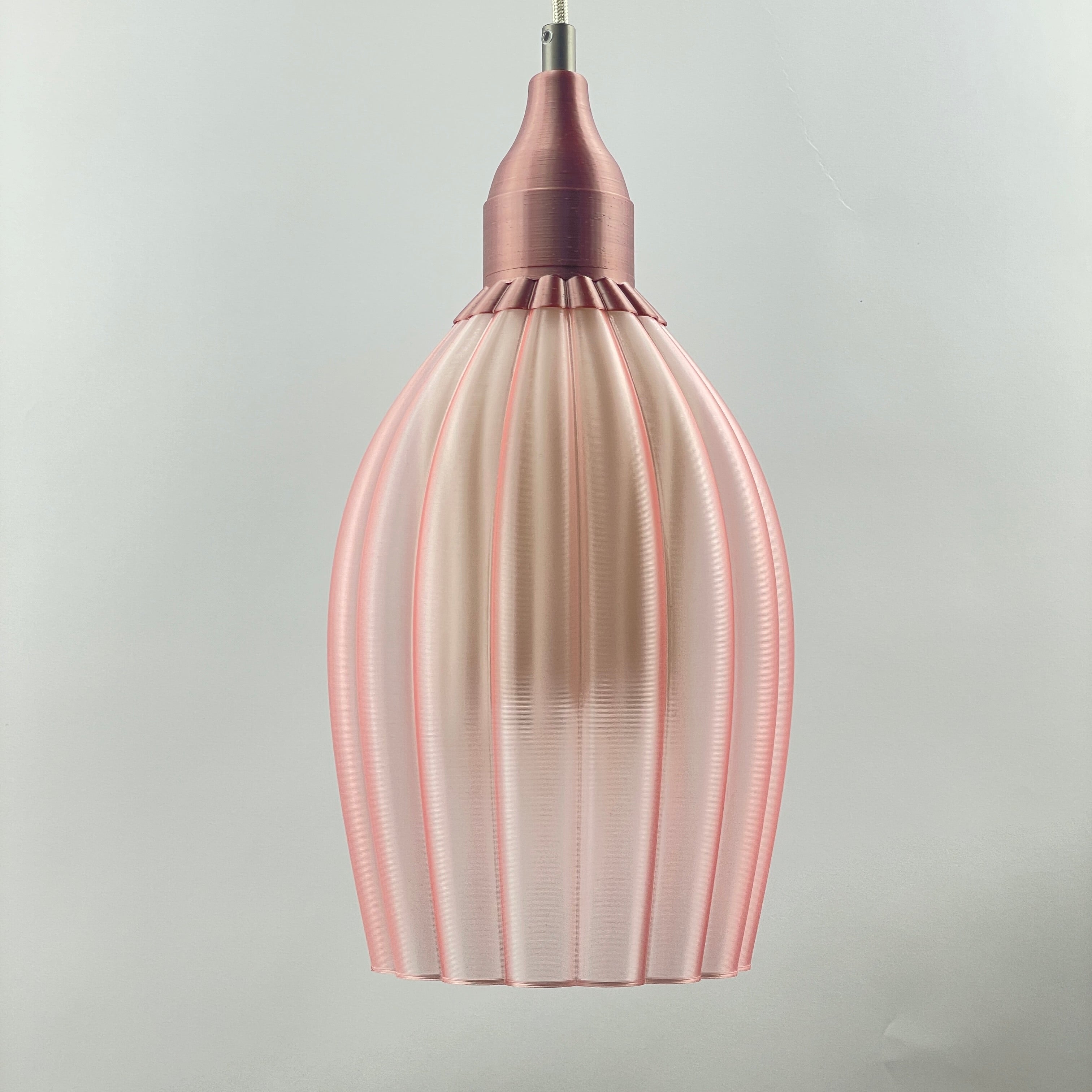 KuvaLight Art Deco Tulp Pendant Light Frosted-Pink-Transparent with Rose-Gold Metallic Cap Combination