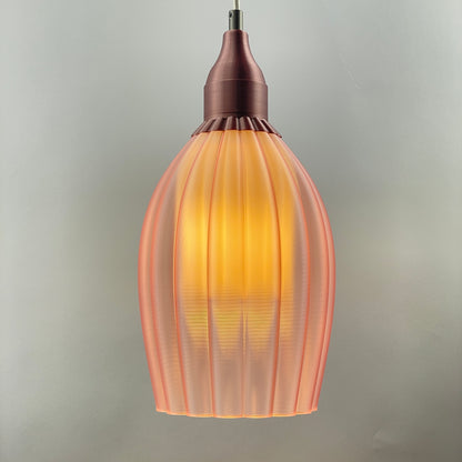 KuvaLight Art Deco Tulp Pendant Light Frosted-Pink-Transparent with Rose-Gold Metallic Cap Combination