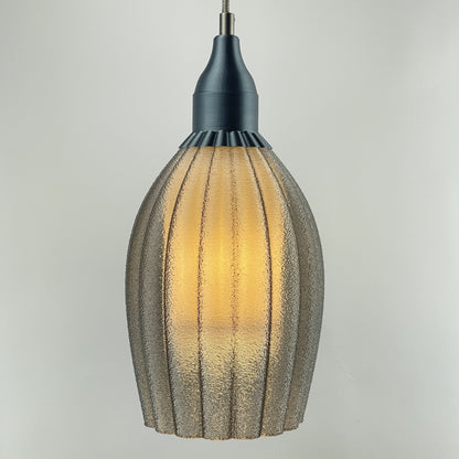 KuvaLight Art Deco Tulp Pendant LightSmoked-Transparent with White Inner Diffuser and Grey Metallic Cap Combination