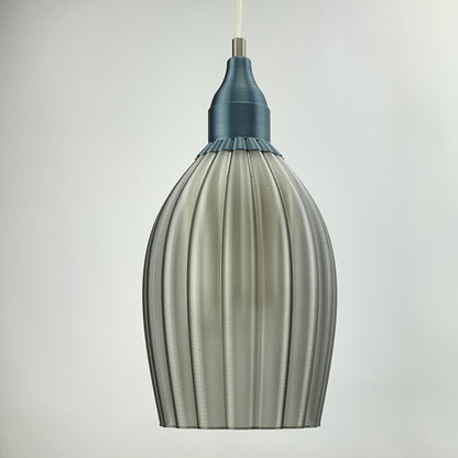 KuvaLight Art Deco Tulp Pendant LightSmoked-Transparent with White Inner Diffuser and Grey Metallic Cap Combination