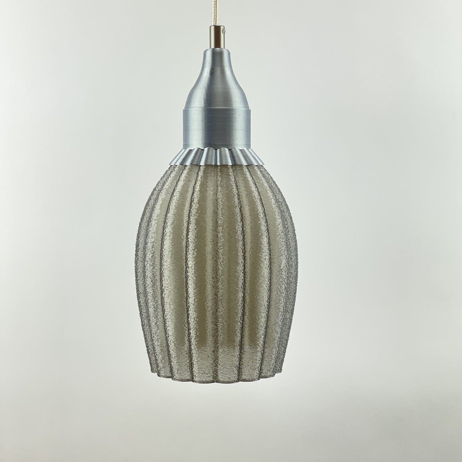 KuvaLight Art Deco Tulp Pendant LightSmoked-Transparent with White Inner Diffuser and Grey Metallic Cap Combination