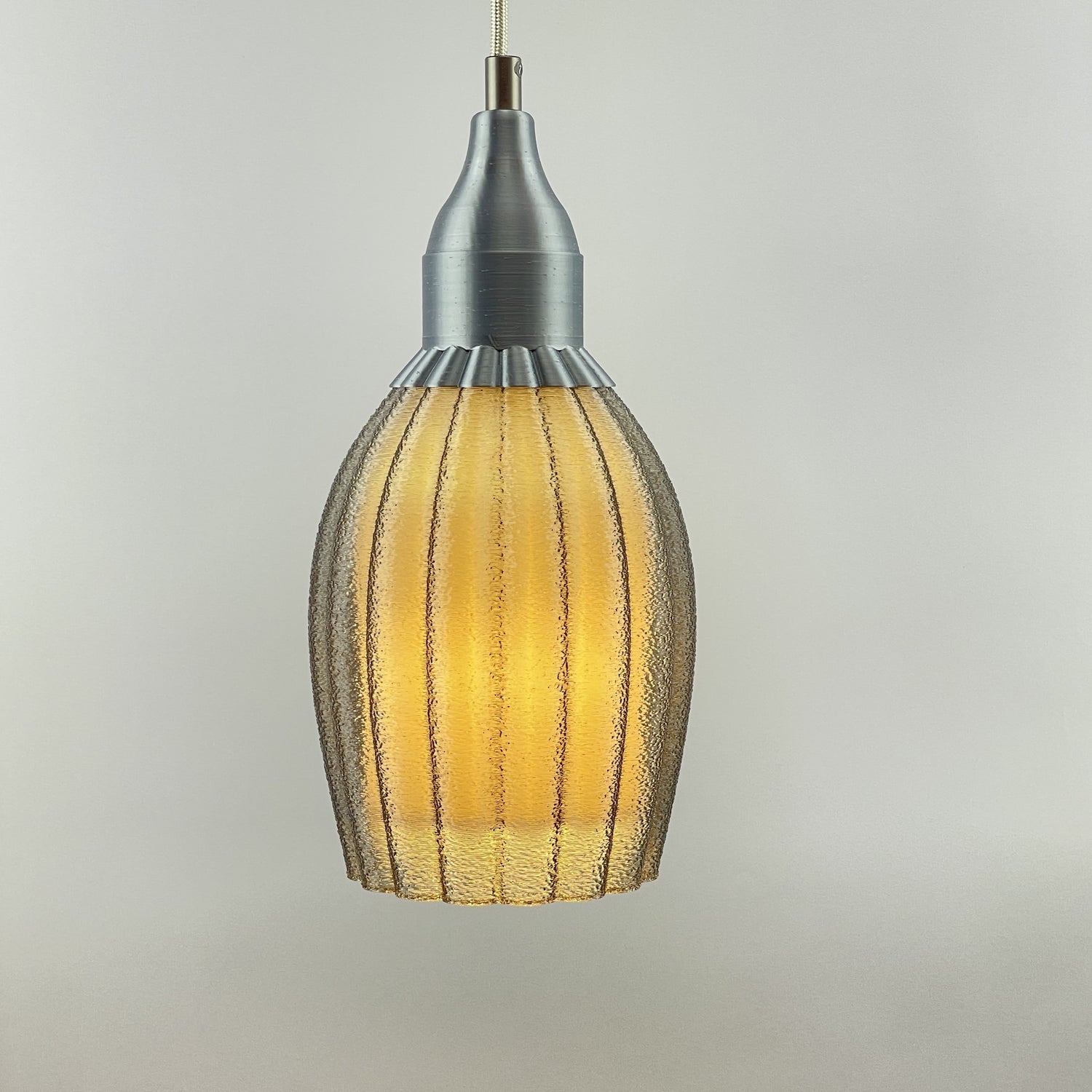 KuvaLight Art Deco Tulp Pendant LightSmoked-Transparent with White Inner Diffuser and Grey Metallic Cap Combination