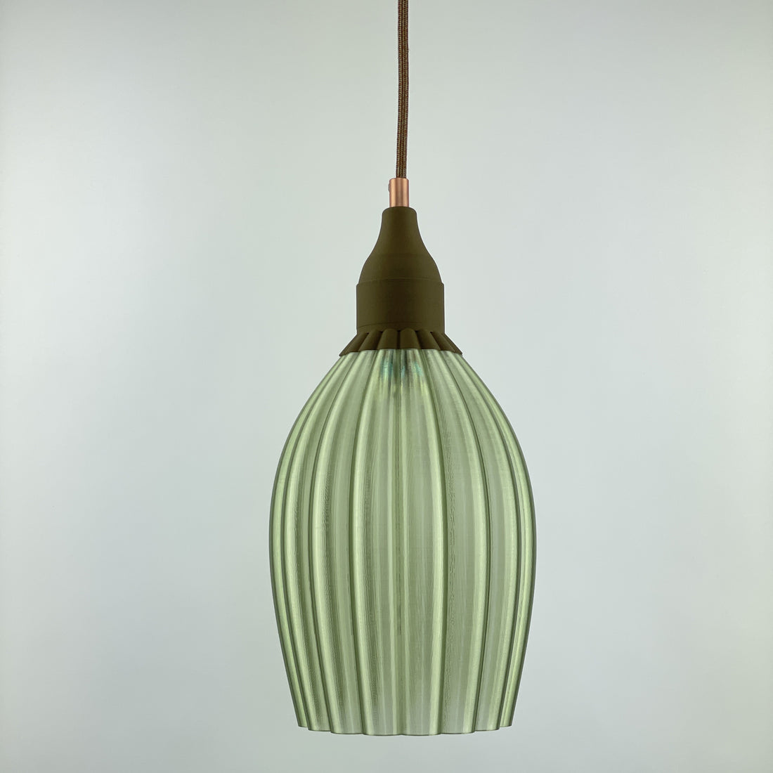 KuvaLight Art Deco Tulp Hanglamp Groen-Transparant met Keramisch-Bruine Kap Combinatie