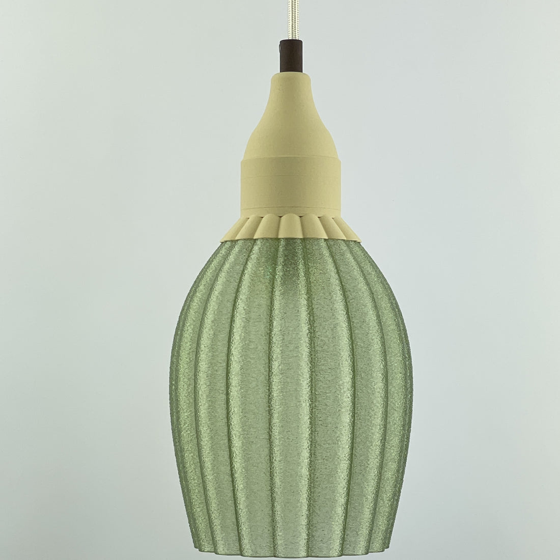 KuvaLight Art Deco Tulp Hanglamp Frosted Groen Transparant met Keramiek-Beige Kap Combinatie
