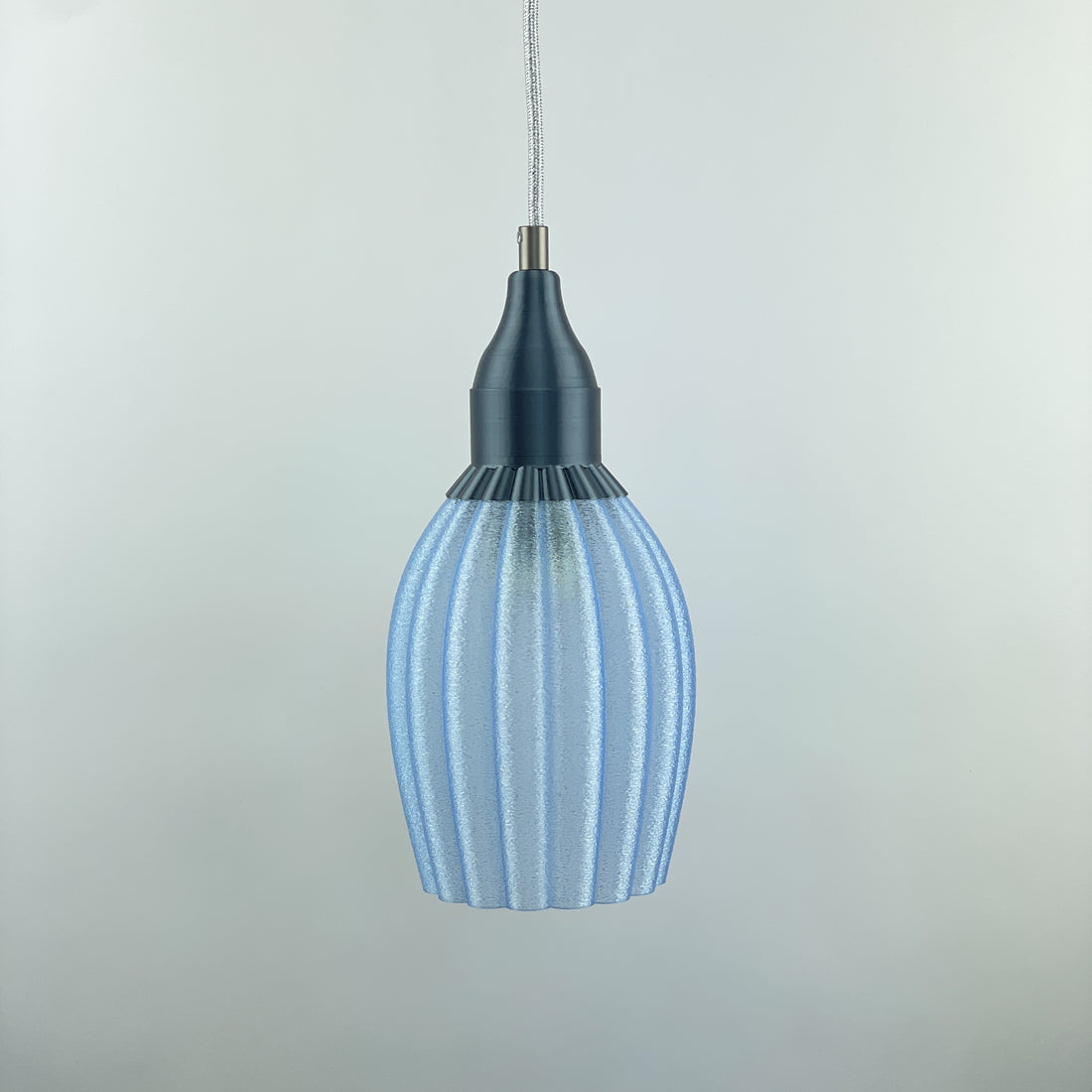 KuvaLight Art Deco Tulp Hanglamp Mat-Blauw-Transparant met Blauw-Metallic-Kap Combinatie