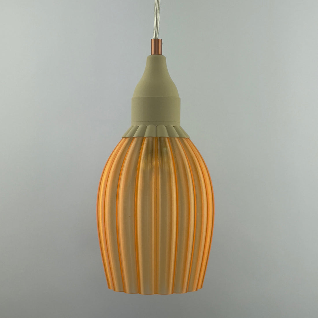 KuvaLight Art Deco Tulp Hanglamp Oranje-Transparant met Keramiek-Beige Kap Combinatie