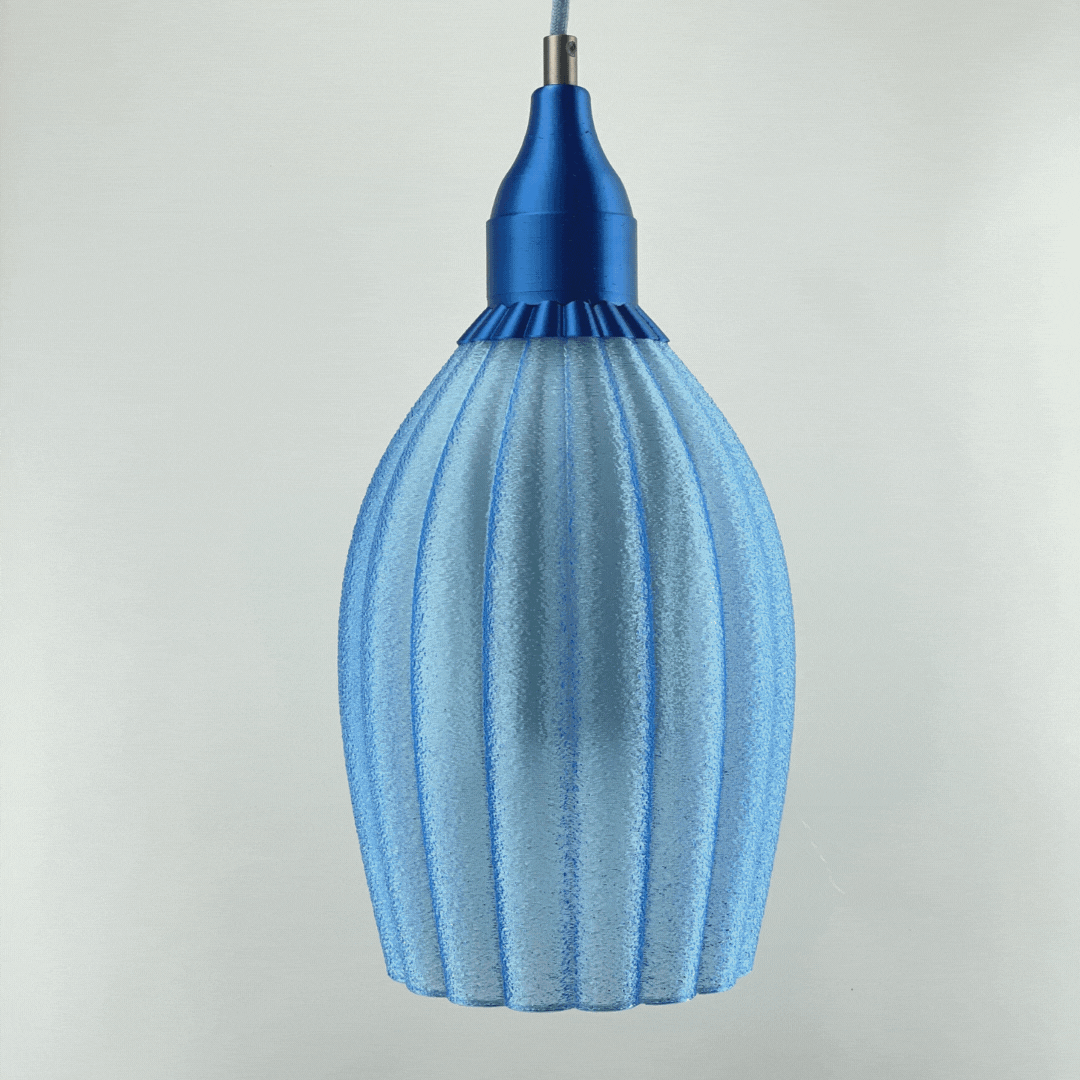 KuvaLight Art Deco Tulp Hanglamp Blauw-Transparant witte diffuser met Blauw-Metallic-Kap Combinatie
