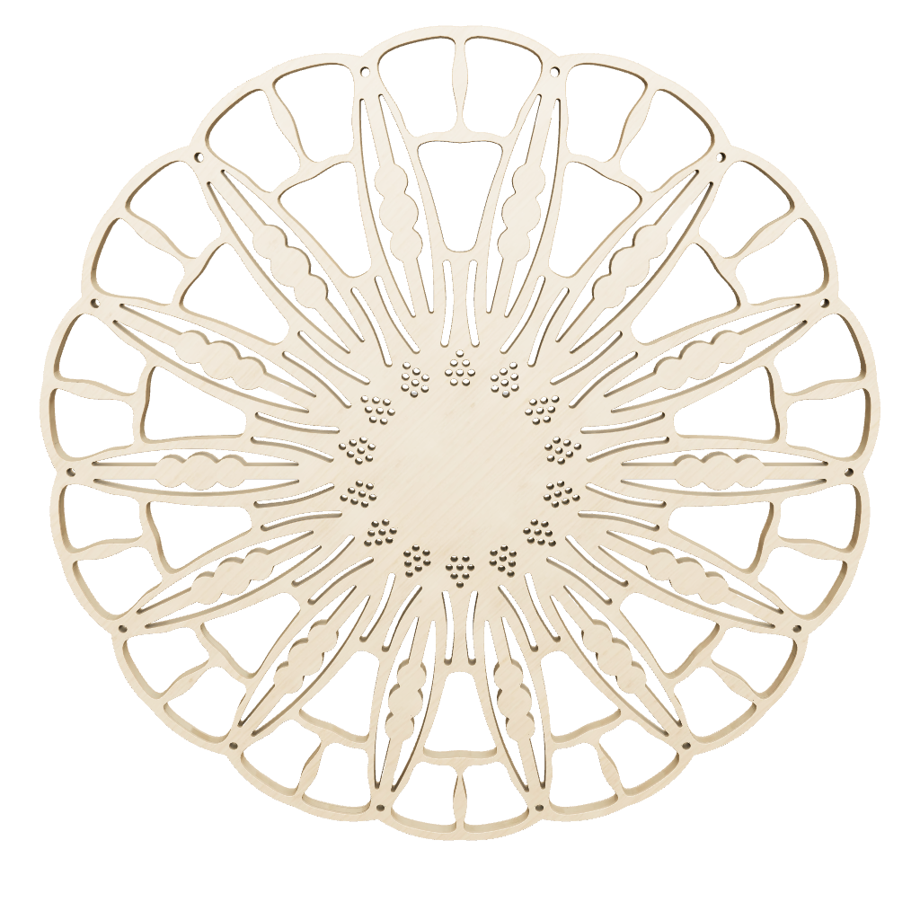 3D model of KuvaLight Anemone wall lamp in bamboo finish, ⌀ 115 cm, viewable in AR to visualize in your own space.