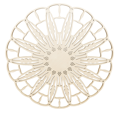 3D model of KuvaLight Anemone wall lamp in bamboo finish, ⌀ 115 cm, viewable in AR to visualize in your own space.