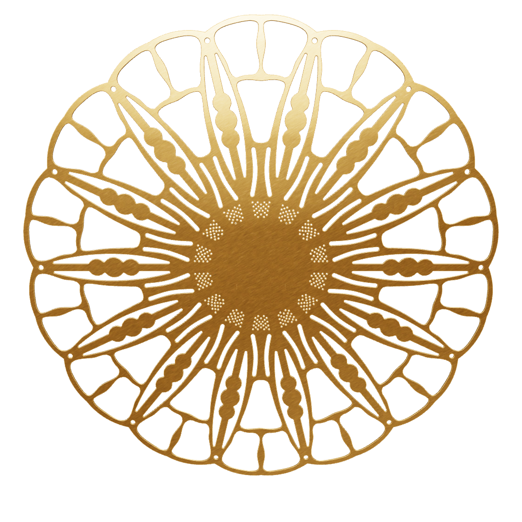 3D model of KuvaLight Anemone wall lamp in brushed gold finish, ⌀ 115 cm, viewable in AR to visualize in your own space.