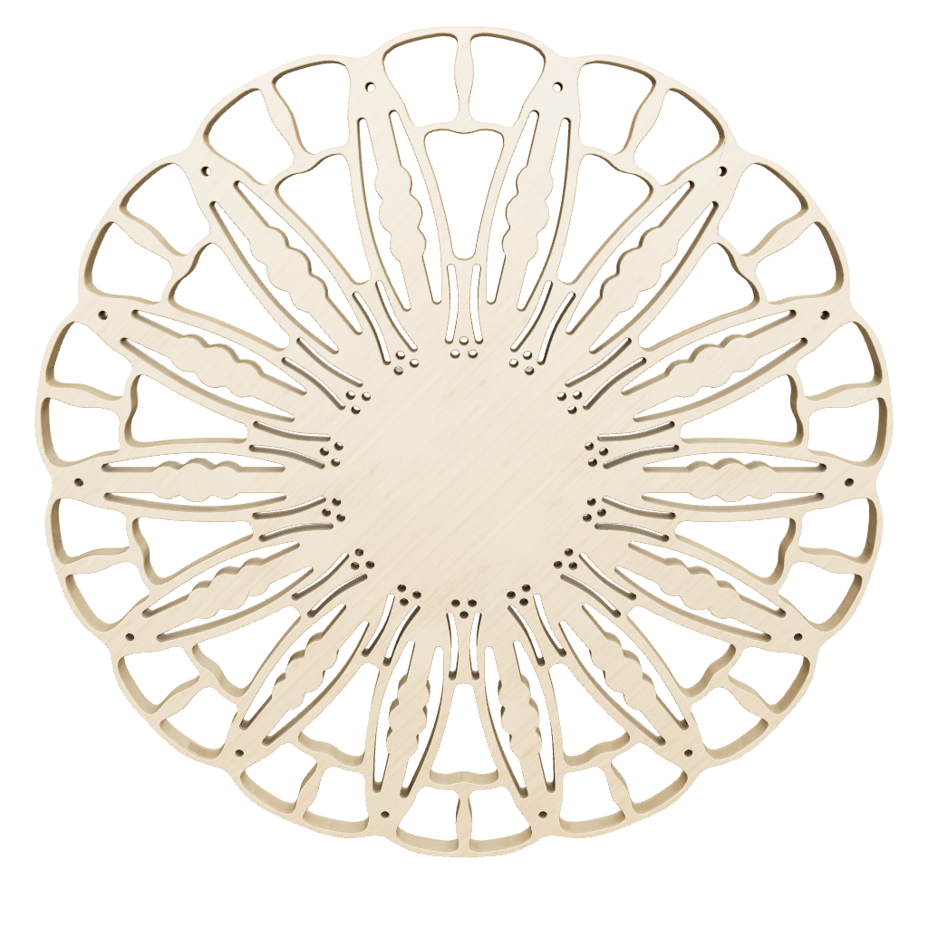 3D model of KuvaLight Anemone wall lamp in bamboo finish, ⌀ 80 cm, viewable in AR to visualize in your own space.