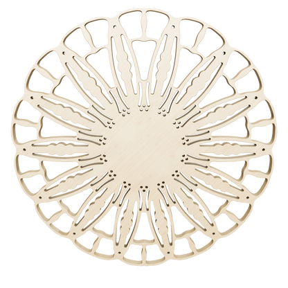 3D model of KuvaLight Anemone wall lamp in bamboo finish, ⌀ 80 cm, viewable in AR to visualize in your own space.