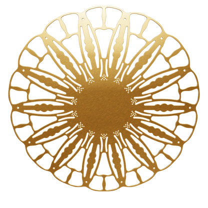 3D model of KuvaLight Anemone wall lamp in brushed gold finish, ⌀ 80 cm, viewable in AR to visualize in your own space.