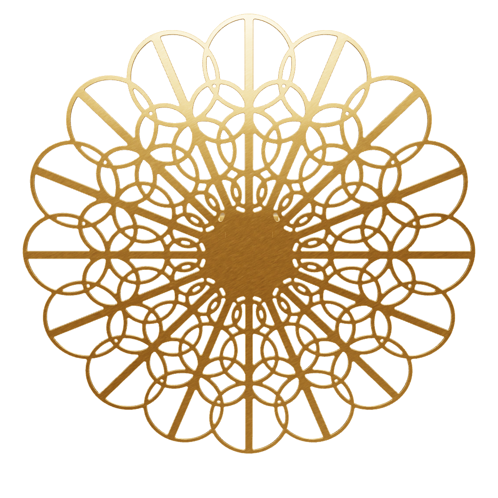 3D model of KuvaLight Braga wall lamp in Brushed Gold, 115 cm diameter. Viewable in Augmented Reality.