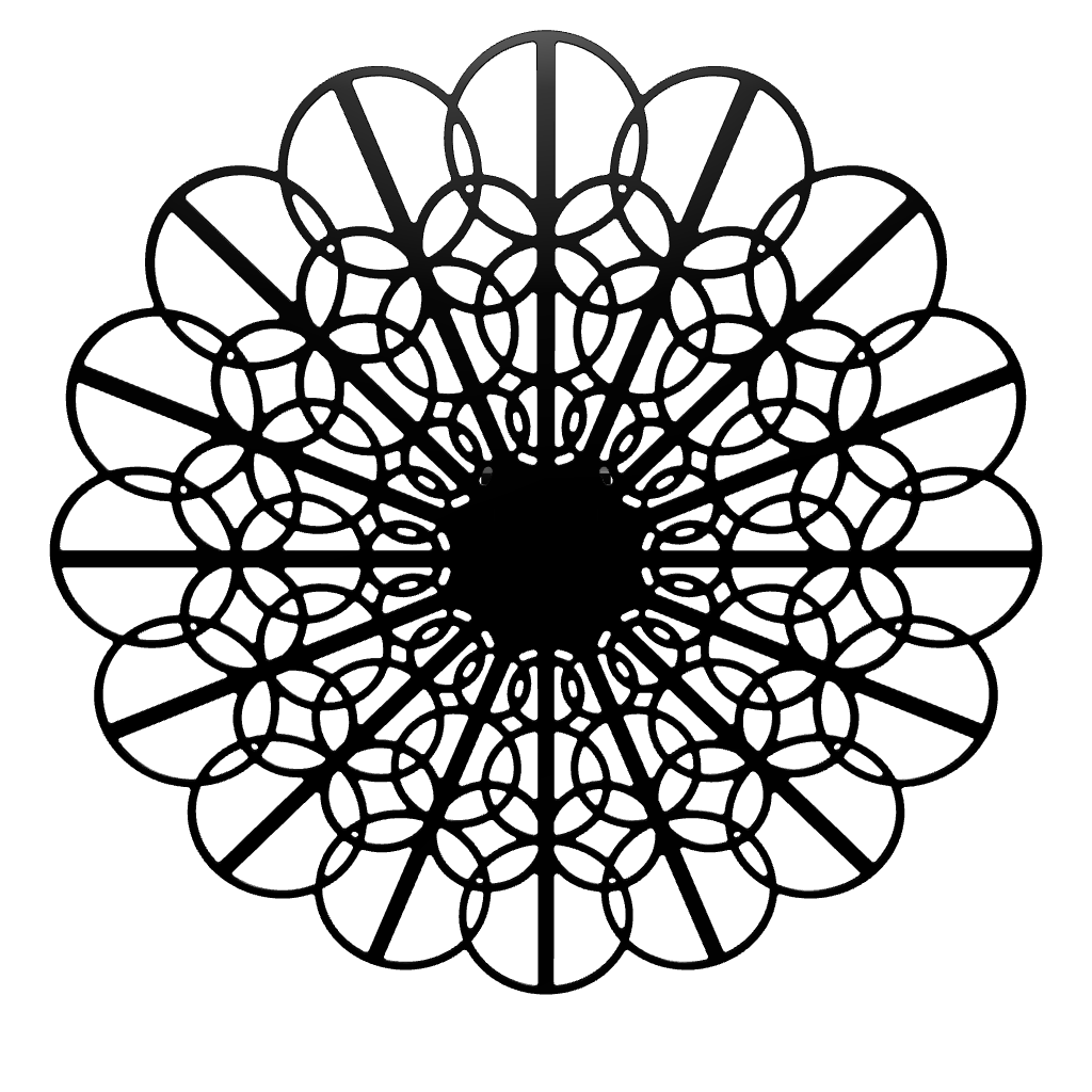 3D model of KuvaLight Braga wall lamp in Matt Black, 115 cm diameter. Viewable in Augmented Reality.