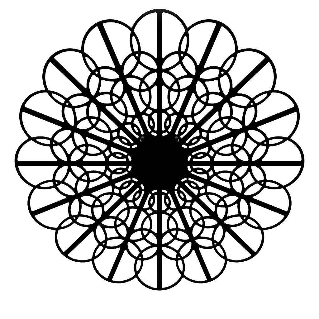 3D model of KuvaLight Braga wall lamp in glossy Black, 115 cm diameter. Viewable in Augmented Reality.